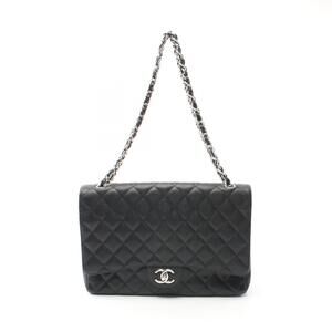 Chanel Matelasse Maxi Double Flap Shoulder Bag Leather Black